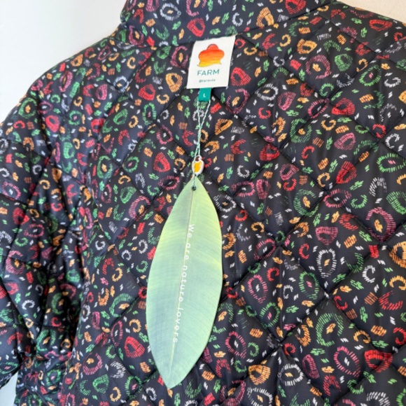 Farm Rio NWT Borogodo Reversible Metallic Quilted Patchwork Puffer Coat Jacket - Picture 16 of 17